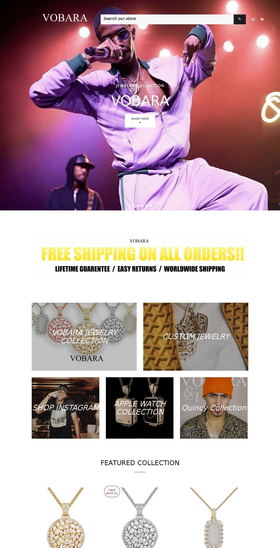 vobaragold.com — Shopify storefront screenshot