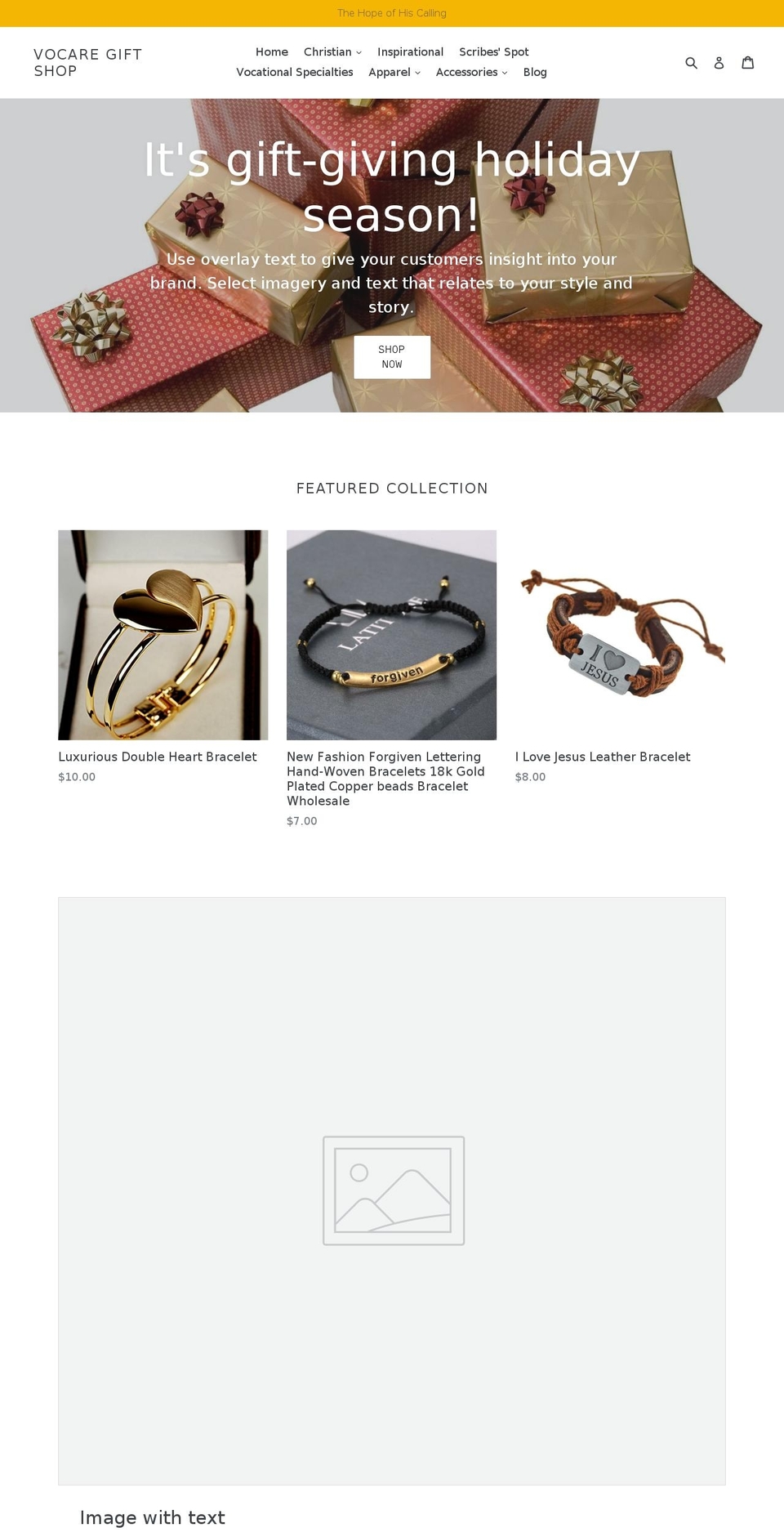 vocaregiftshop.com — Shopify storefront screenshot