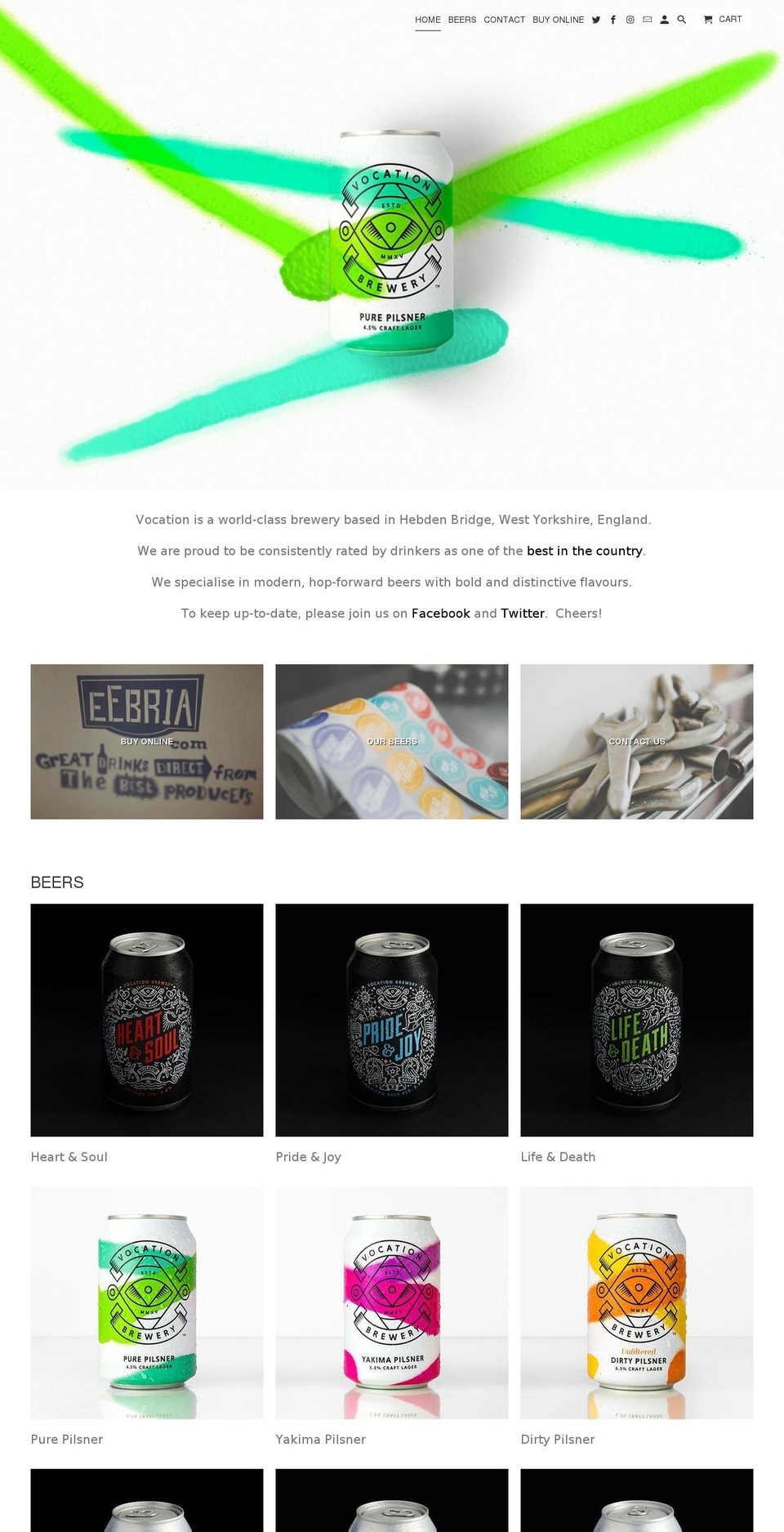 vocationbrewery.com shopify website screenshot