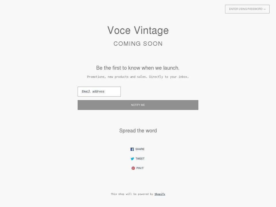 vocevintage.com shopify website screenshot