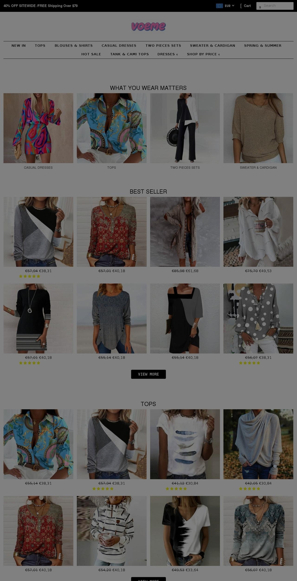 V Shopify theme site example voeme.com