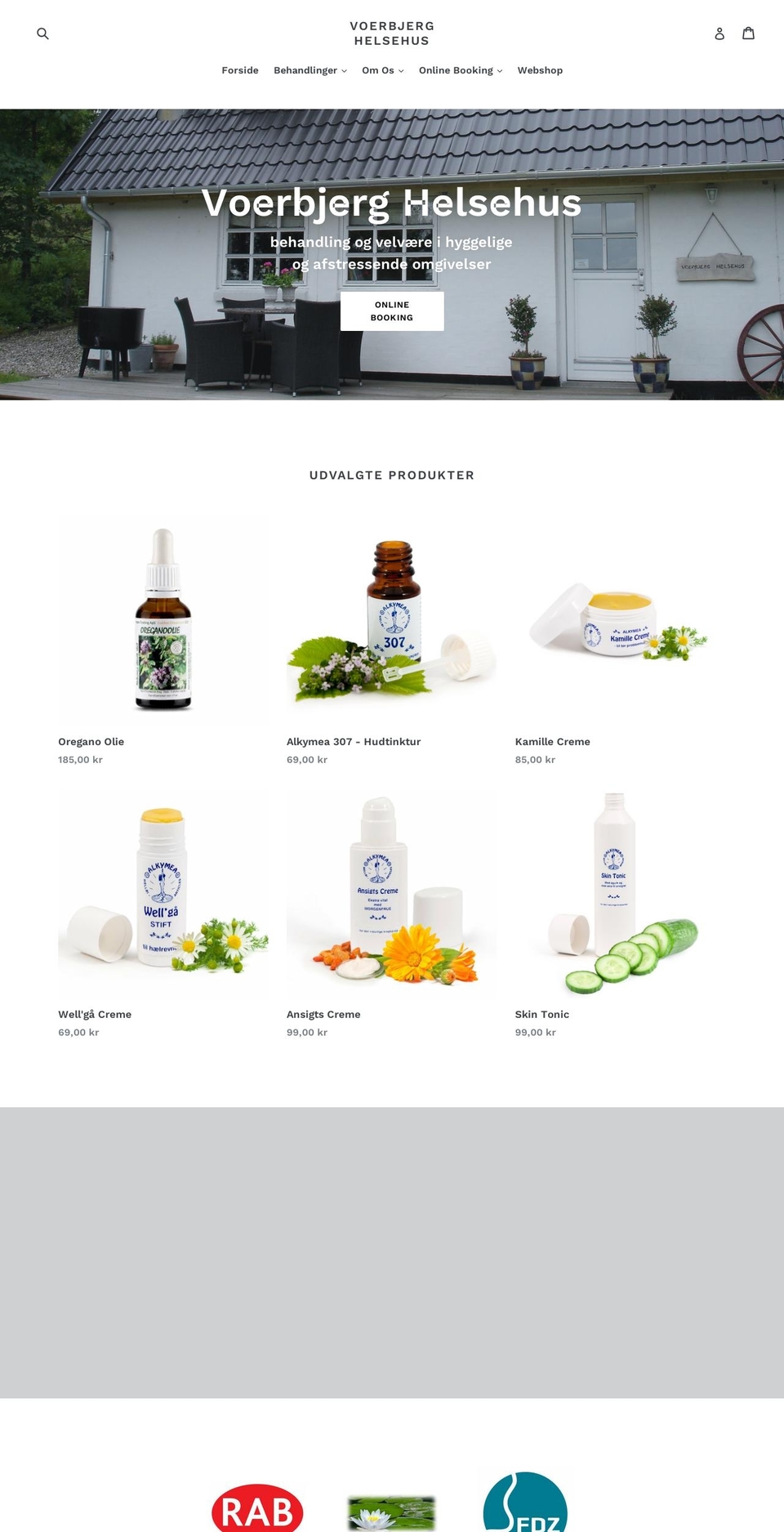 voerbjerghelsehus.dk shopify website screenshot