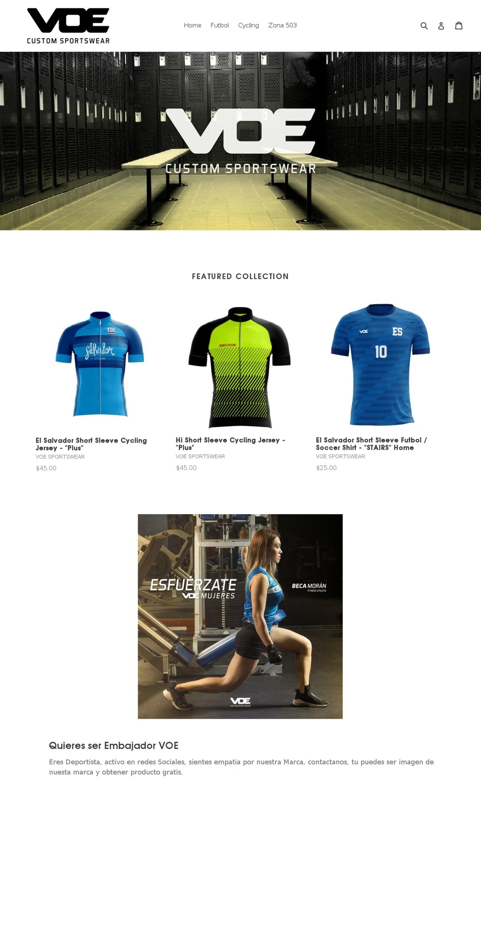 voesportswear.com — Shopify storefront screenshot