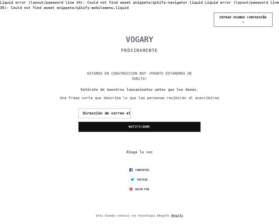 vogary-store.myshopify.com shopify website screenshot