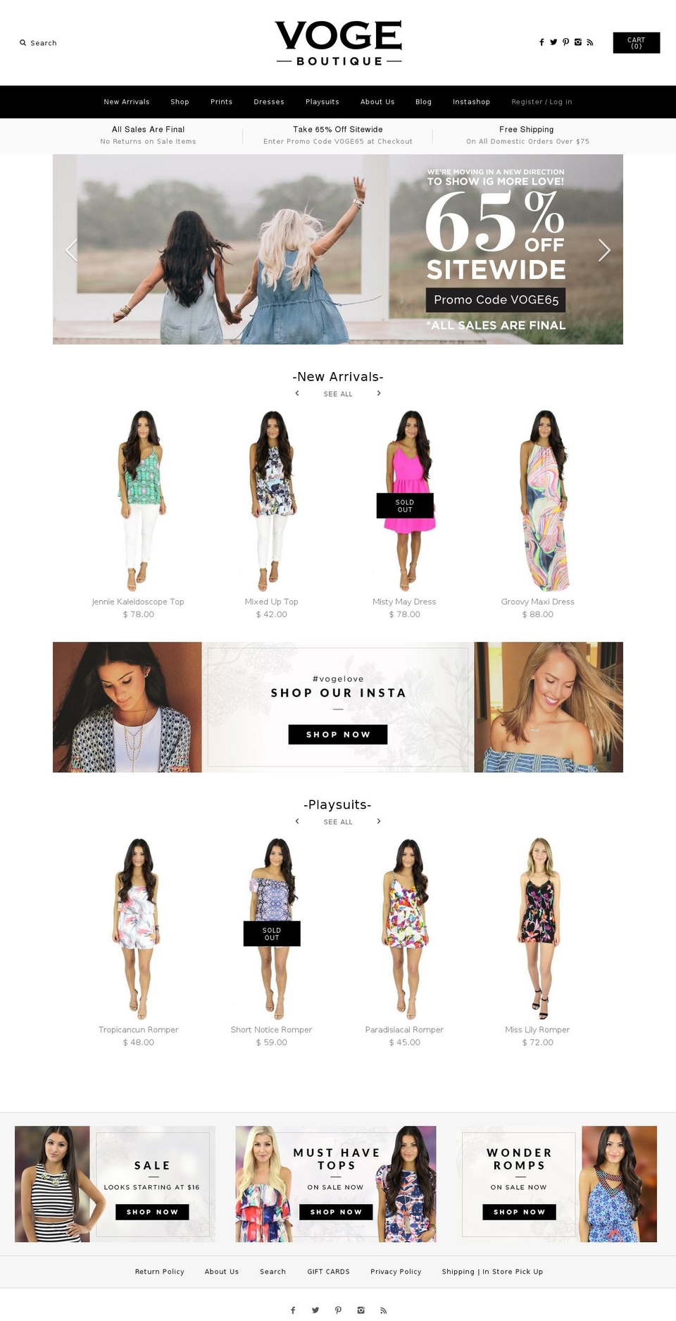vogeboutique.com shopify website screenshot