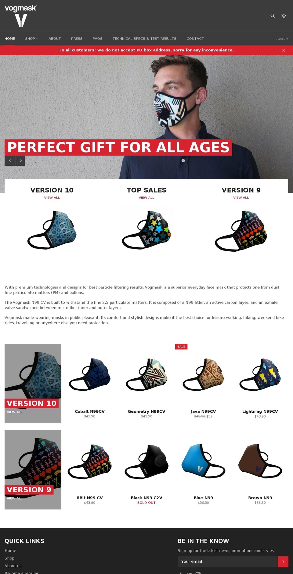 vogmask.ca shopify website screenshot