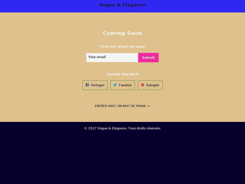 vogueelegance.com — Shopify storefront screenshot