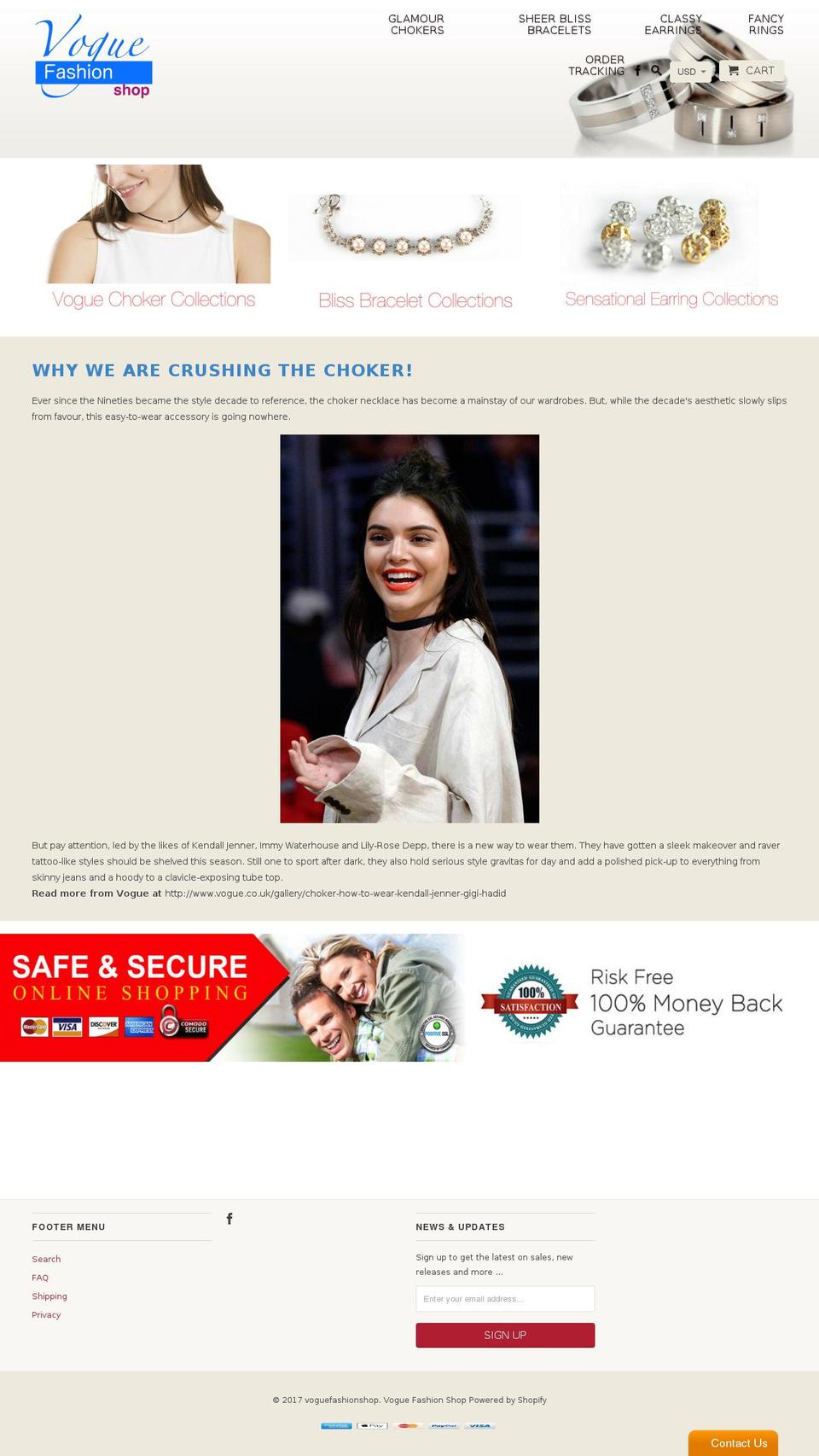 voguefashionshop.com shopify website screenshot