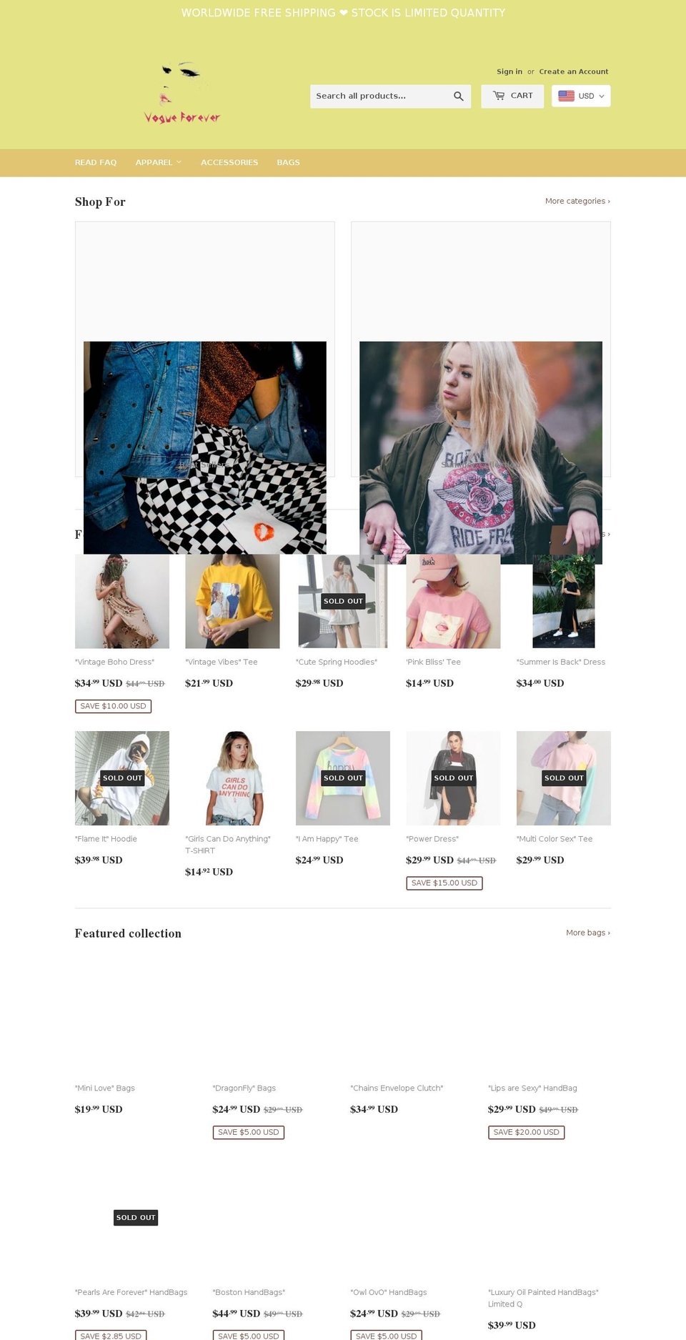 vogueforever.com — Shopify storefront screenshot