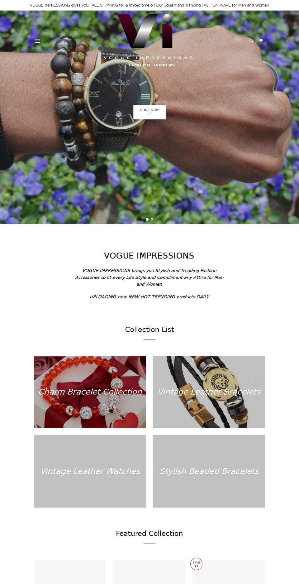 vogueimpressions.com — Shopify storefront screenshot