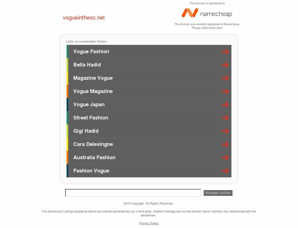 vogueintheoc.net shopify website screenshot