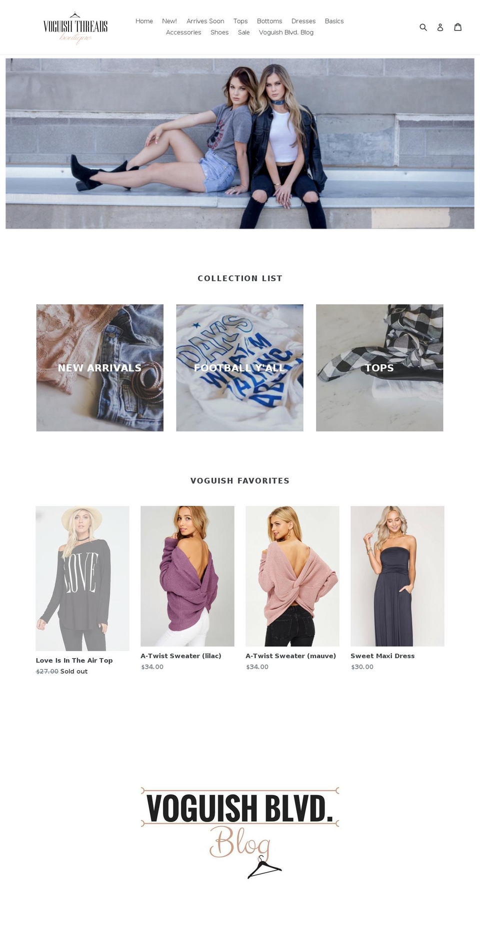 voguishthreads.com — Shopify storefront screenshot