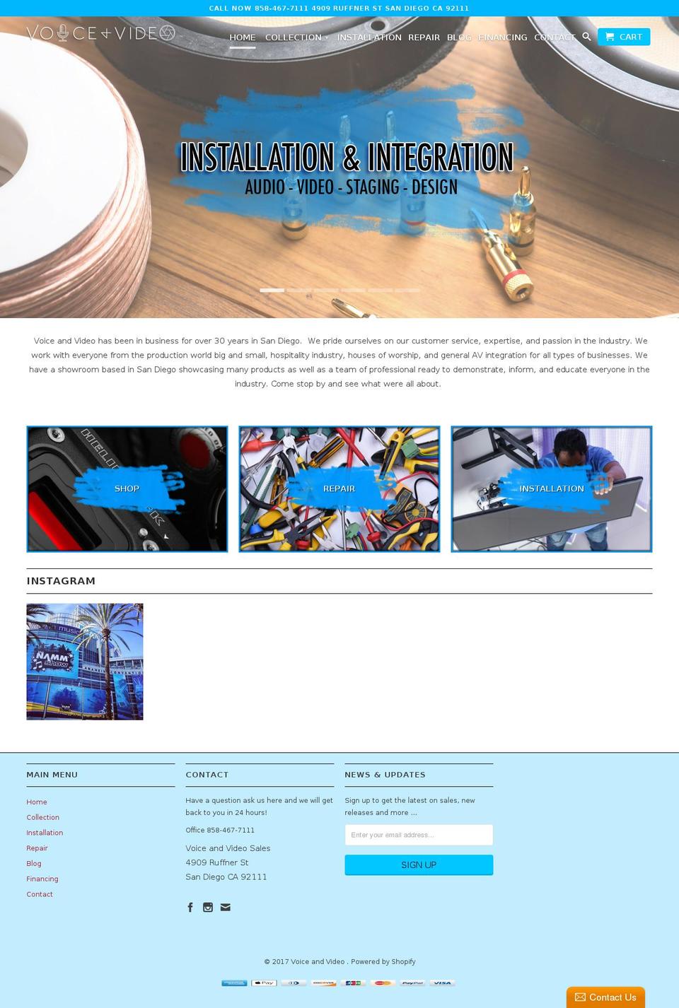 voiceandvideosales.com shopify website screenshot