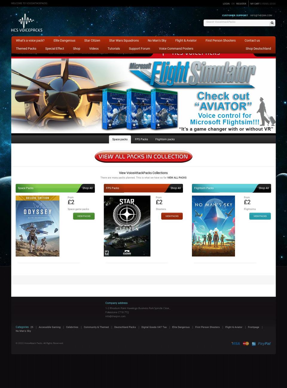 voiceattackpacks.com shopify website screenshot