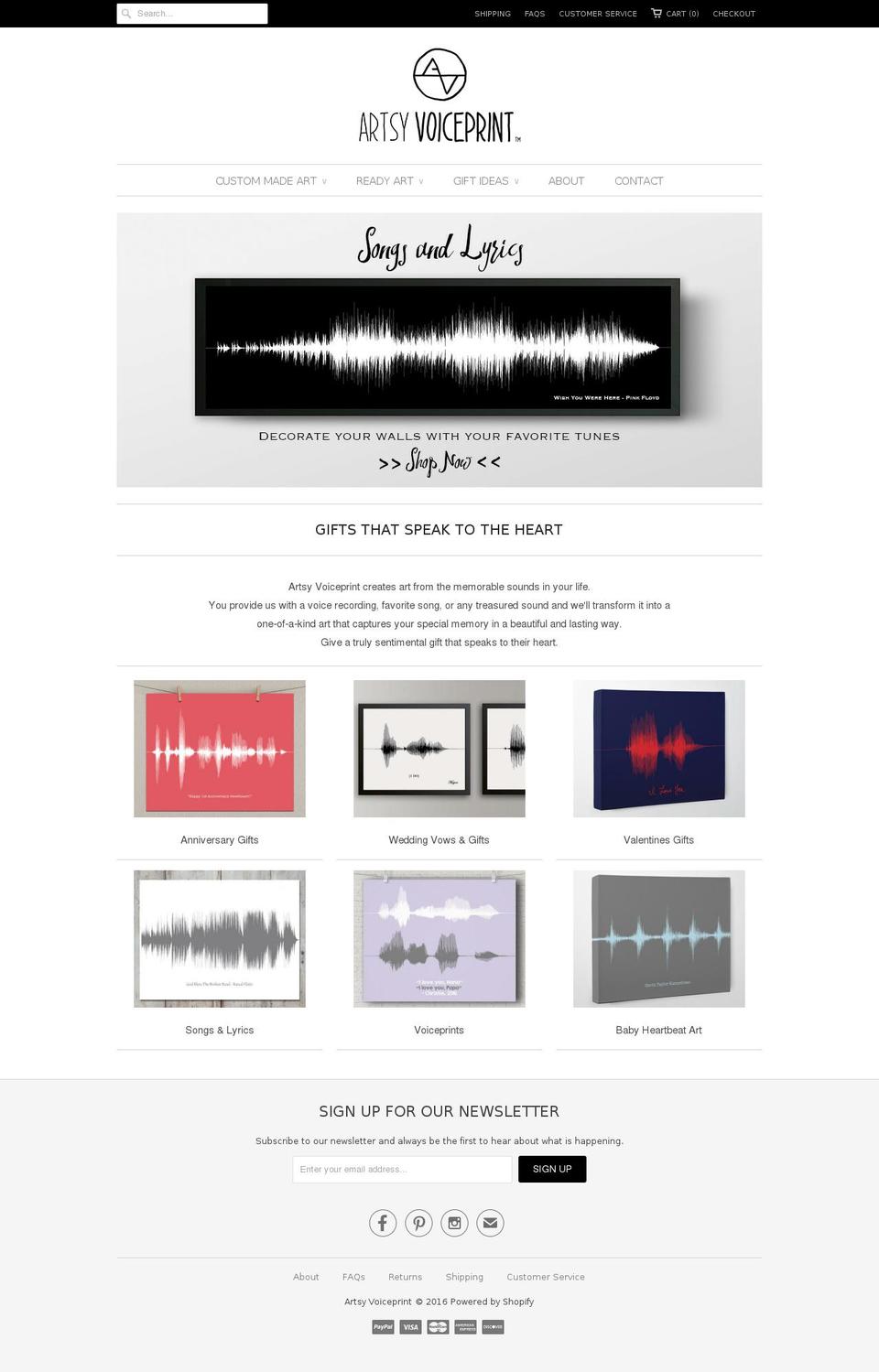 voiceprintartwork.com shopify website screenshot