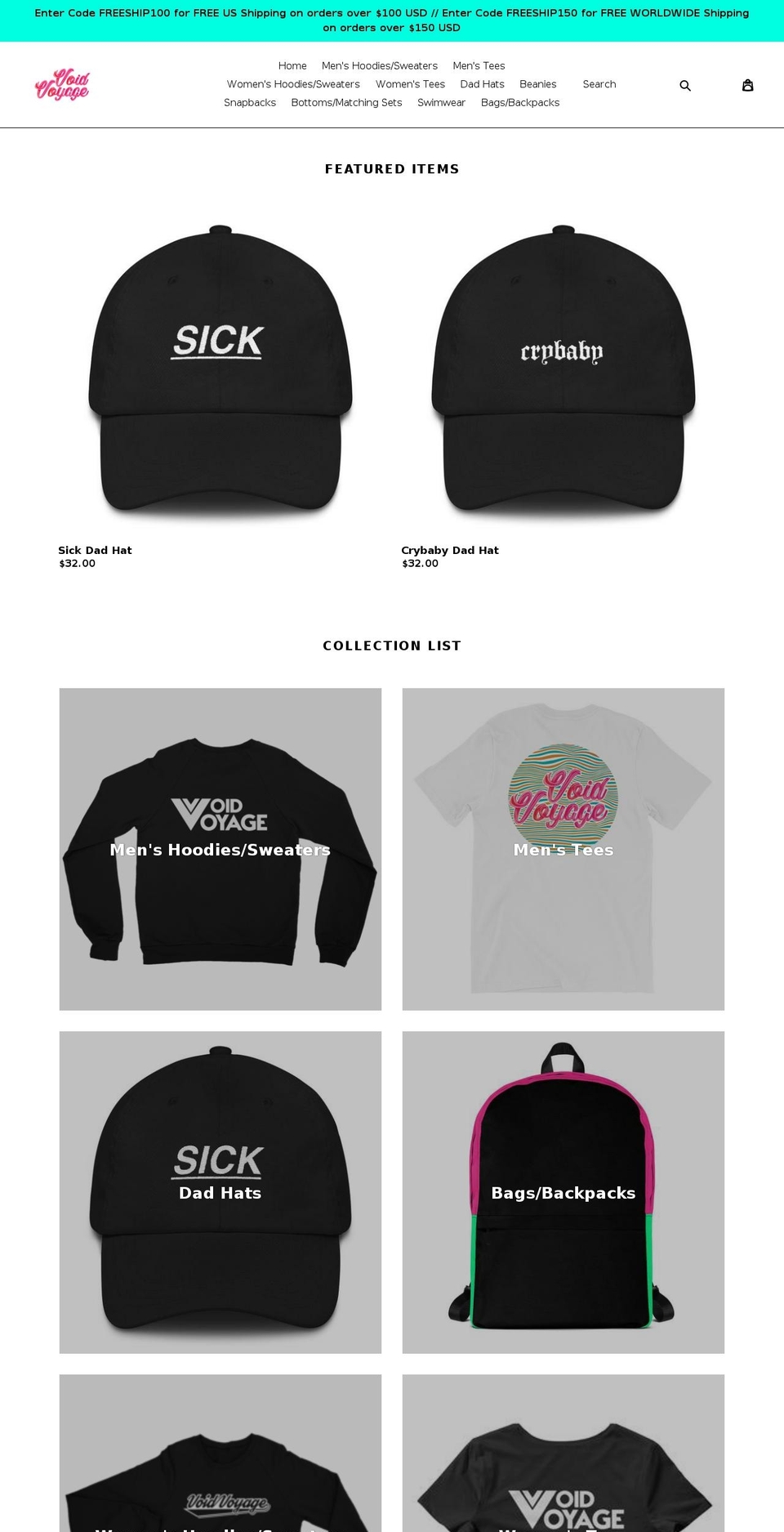 voidvoyage.com — Shopify storefront screenshot