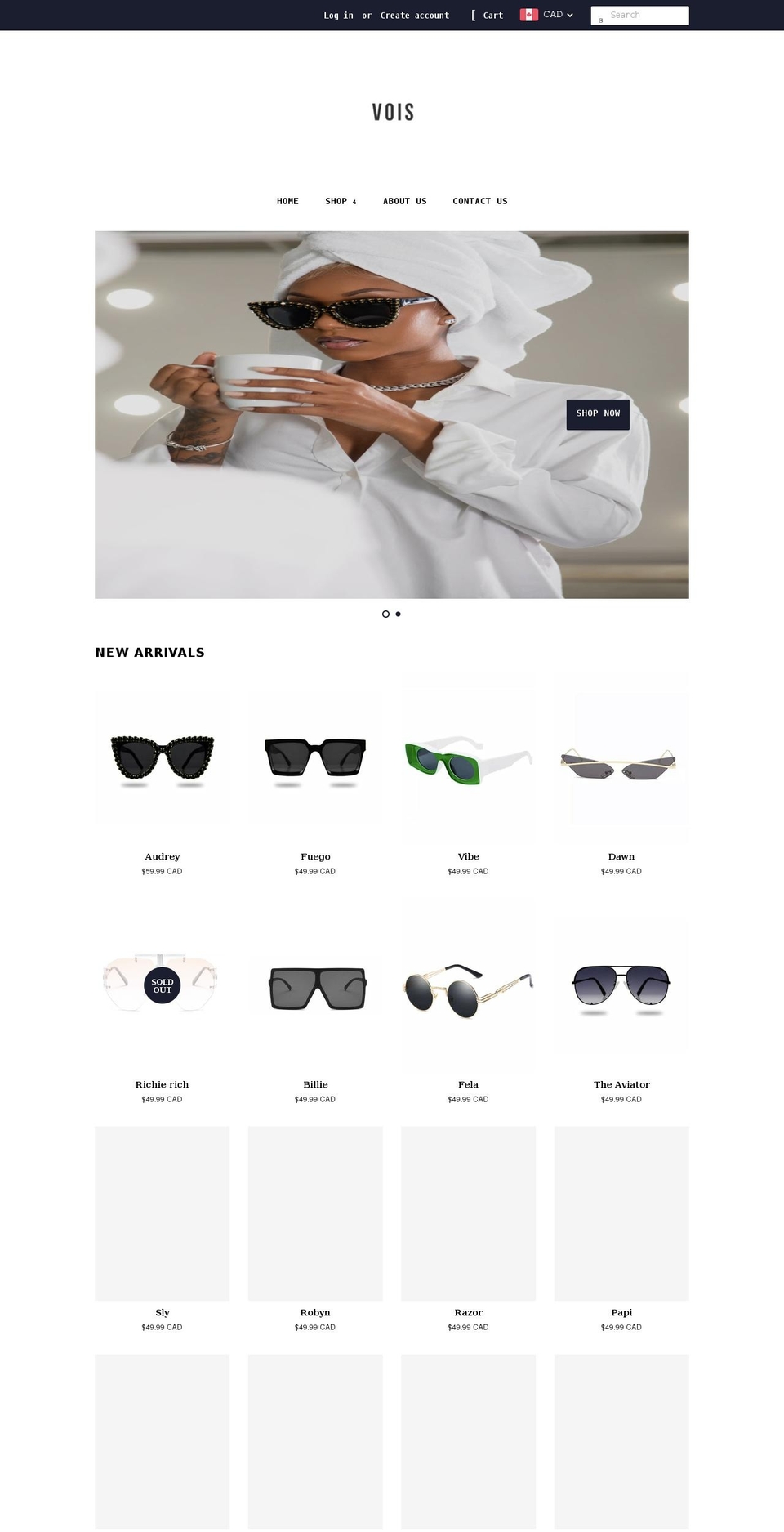 voiseyewear.com shopify website screenshot