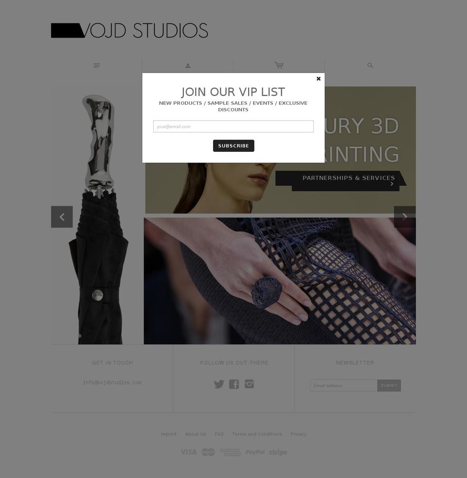 vojdstudios-email.com — Shopify storefront screenshot