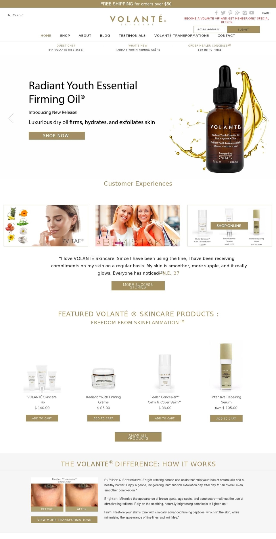 volantebeauty.com shopify website screenshot