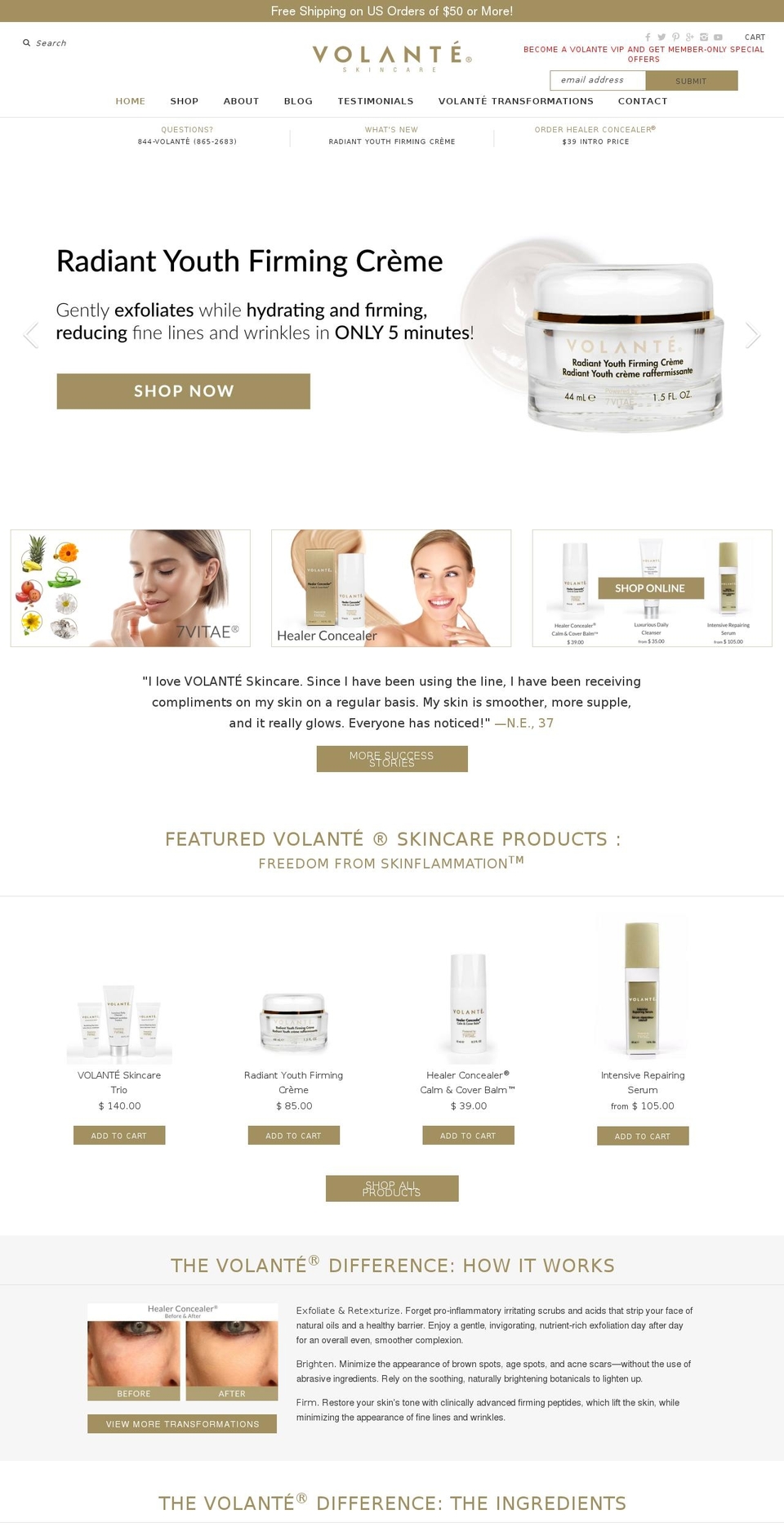 volantehome.com shopify website screenshot