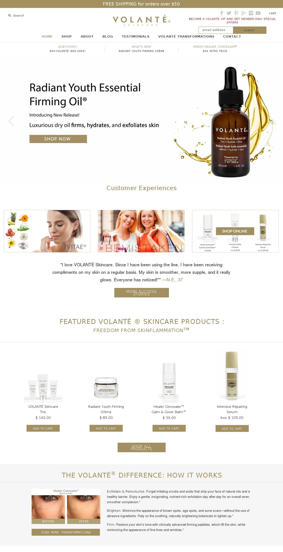 volanteskincare.info shopify website screenshot