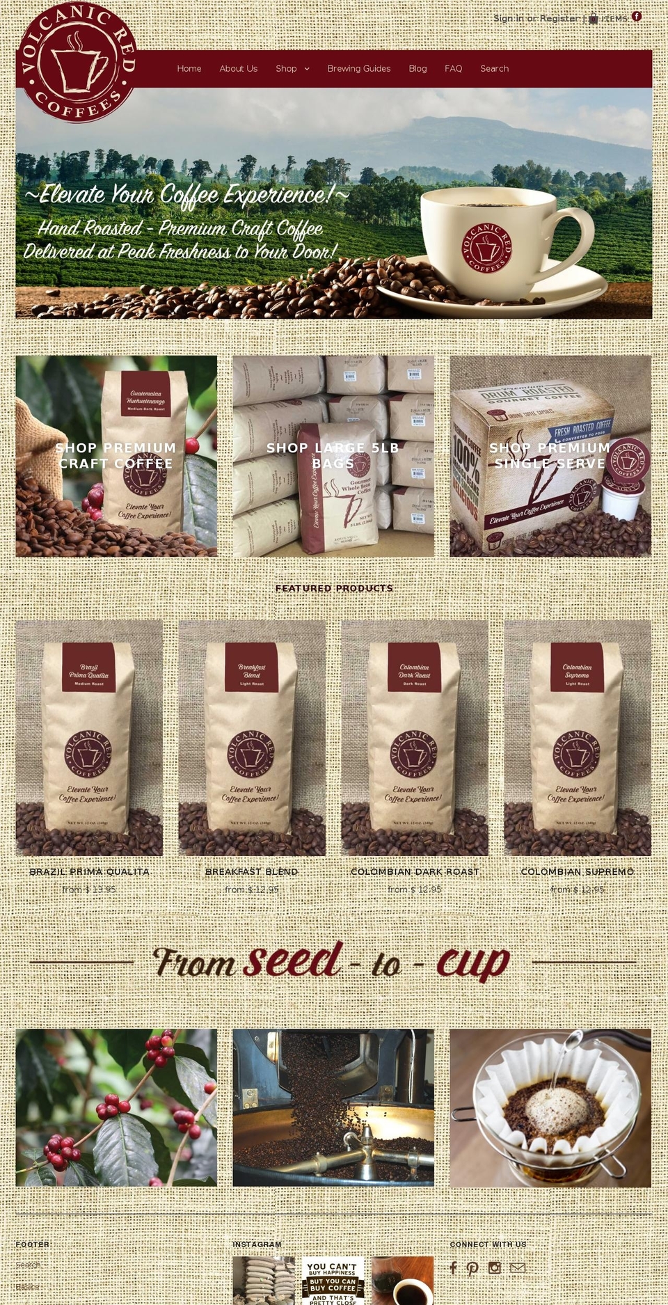 volcanicred.com shopify website screenshot
