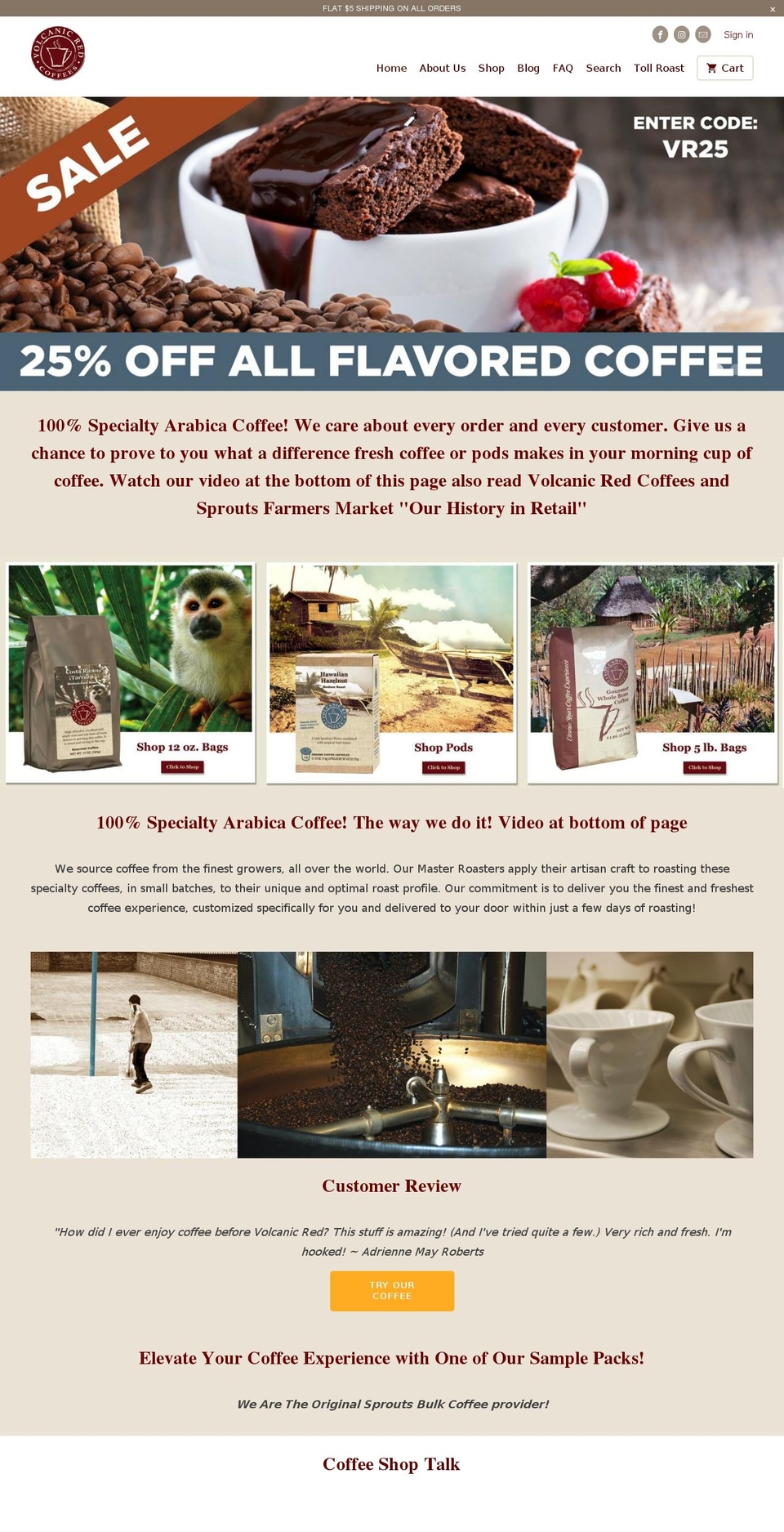 Updated Site - Q3-'17 Shopify theme site example volcanicredcoffees.com