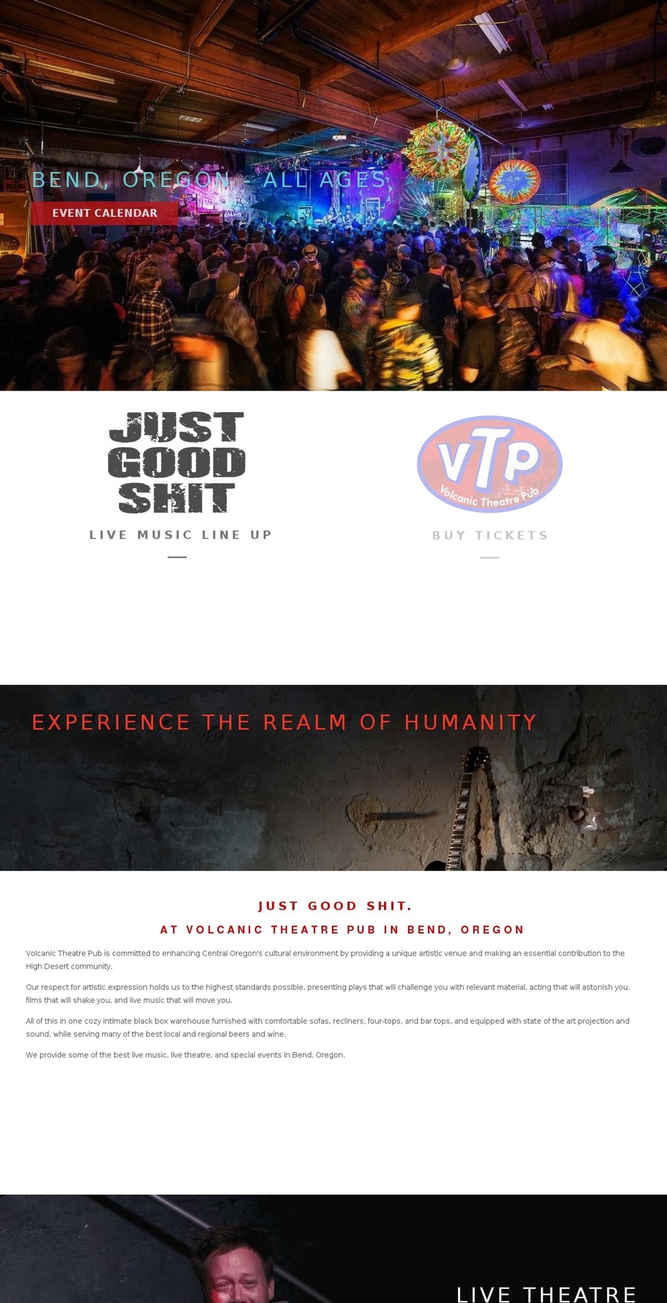 volcanictheaterpub.com shopify website screenshot