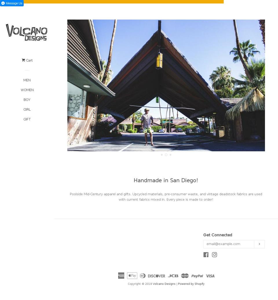 volcano-designs.com shopify website screenshot
