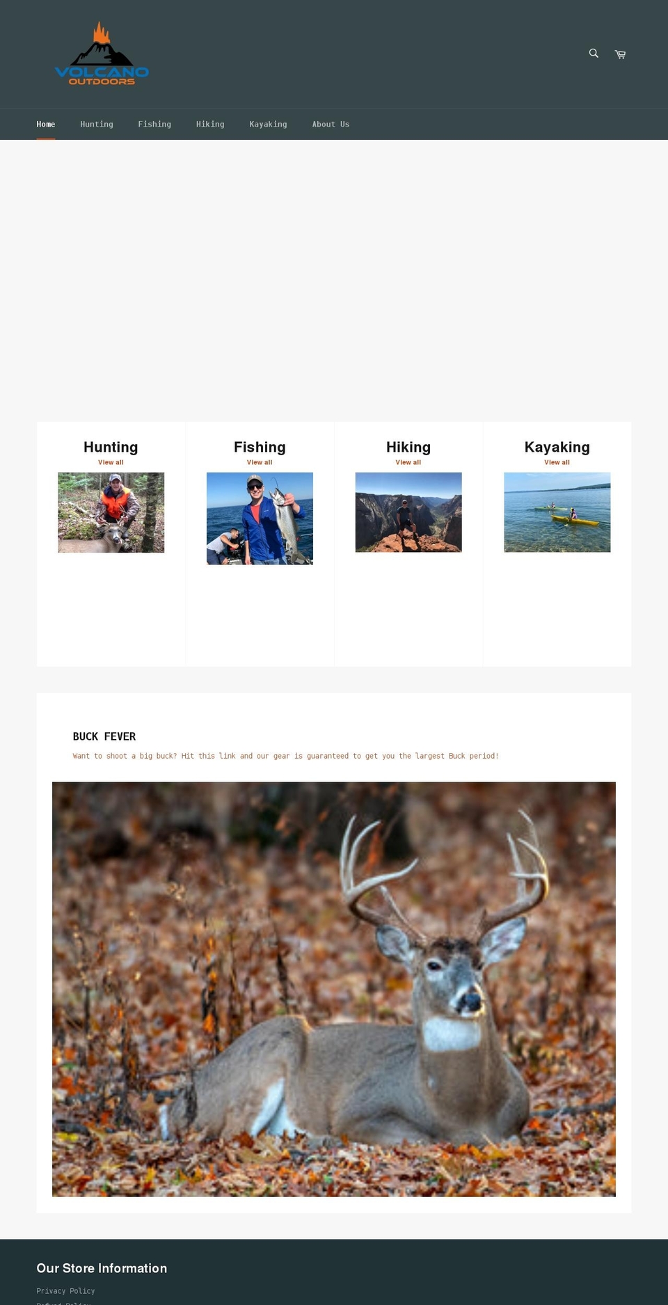 volcanooutdoors.com shopify website screenshot