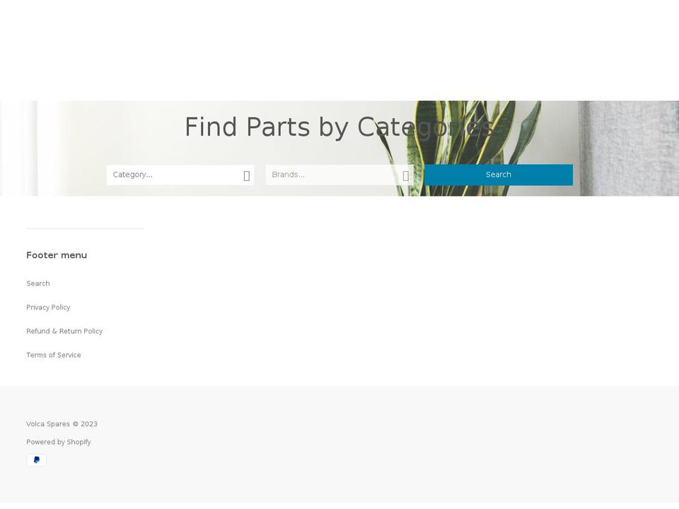volcaspares.com shopify website screenshot