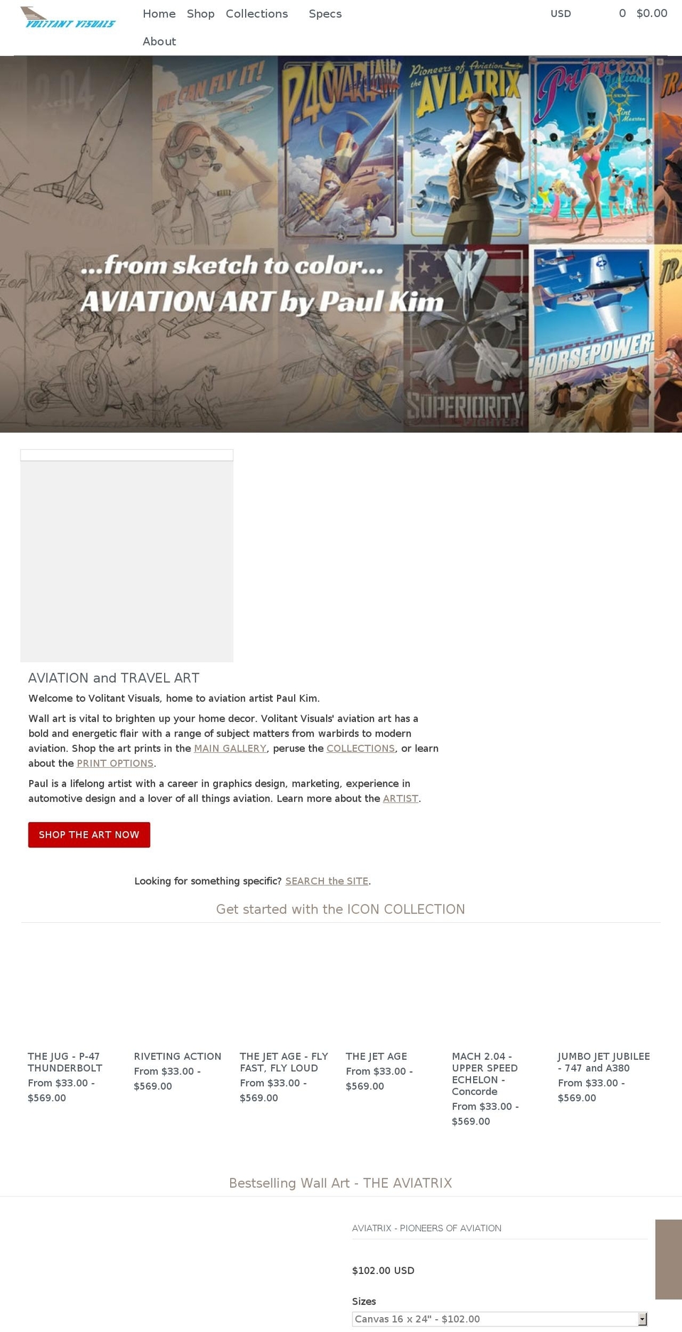 volitantvisuals.com shopify website screenshot