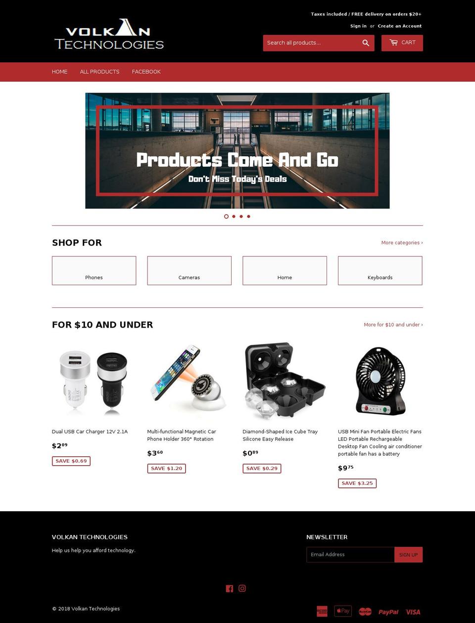 volkantechnologies.com — Shopify storefront screenshot