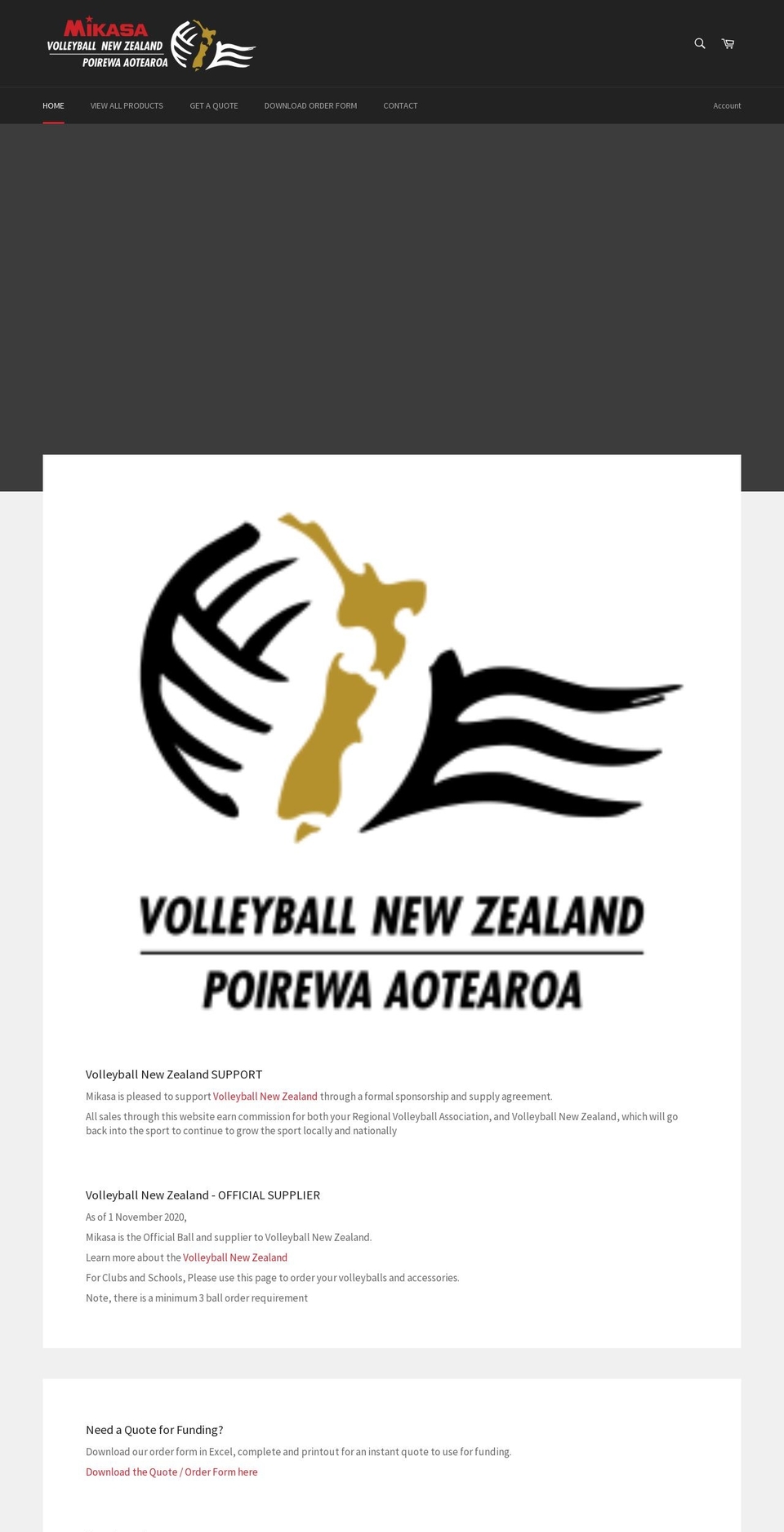 volleyball-nz.com shopify website screenshot