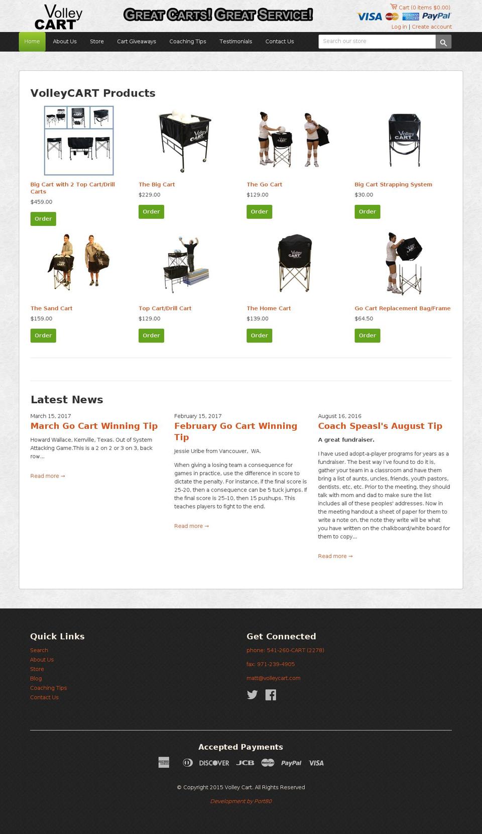volleycart.com shopify website screenshot
