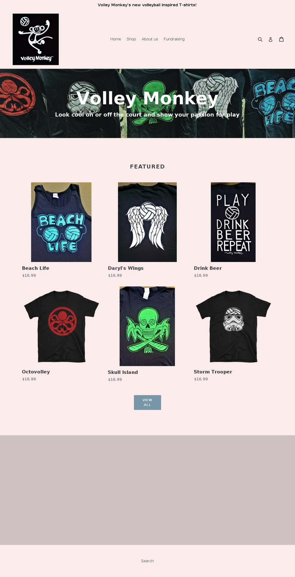 volleymonkey.com — Shopify storefront screenshot
