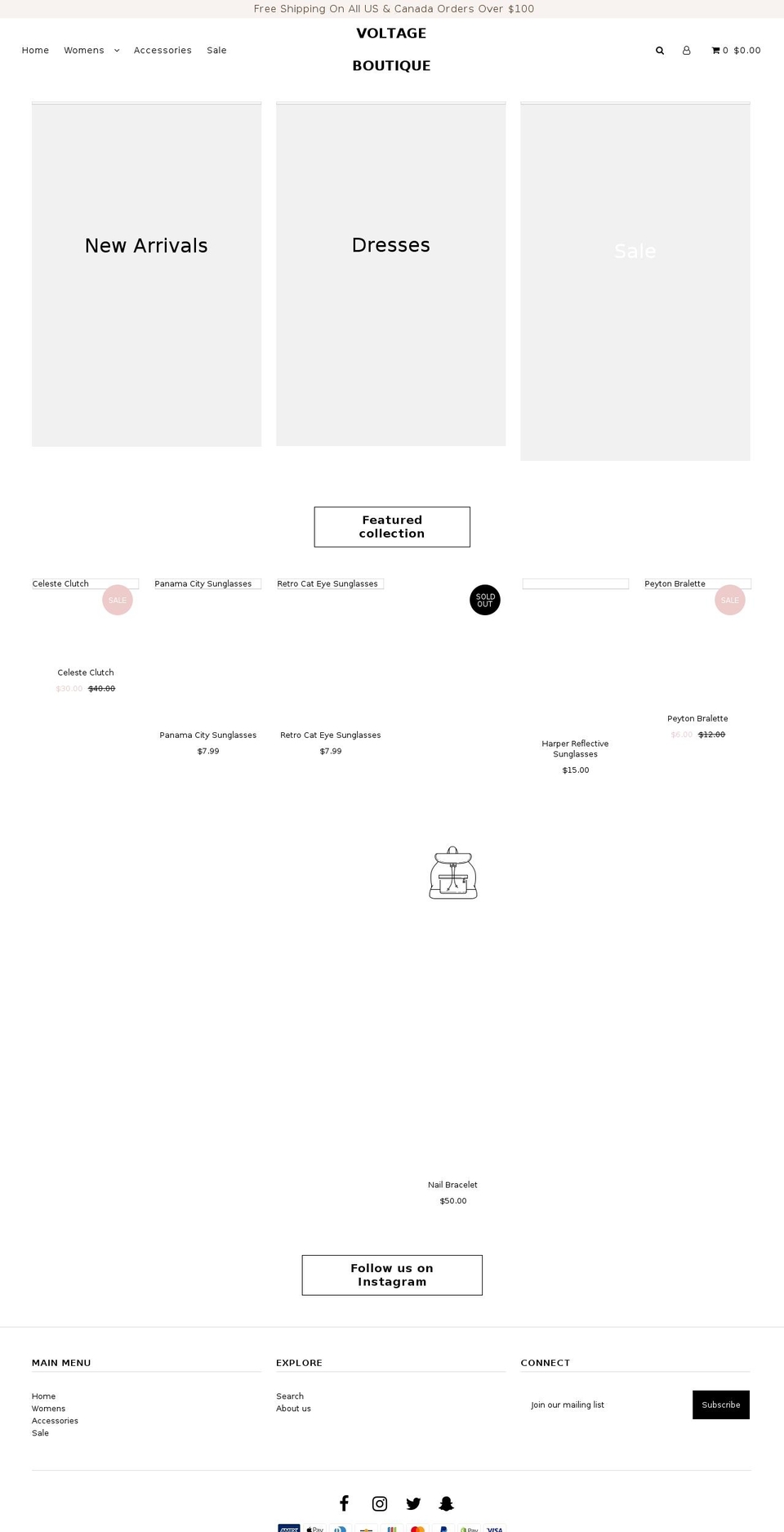 voltageboutique.com shopify website screenshot