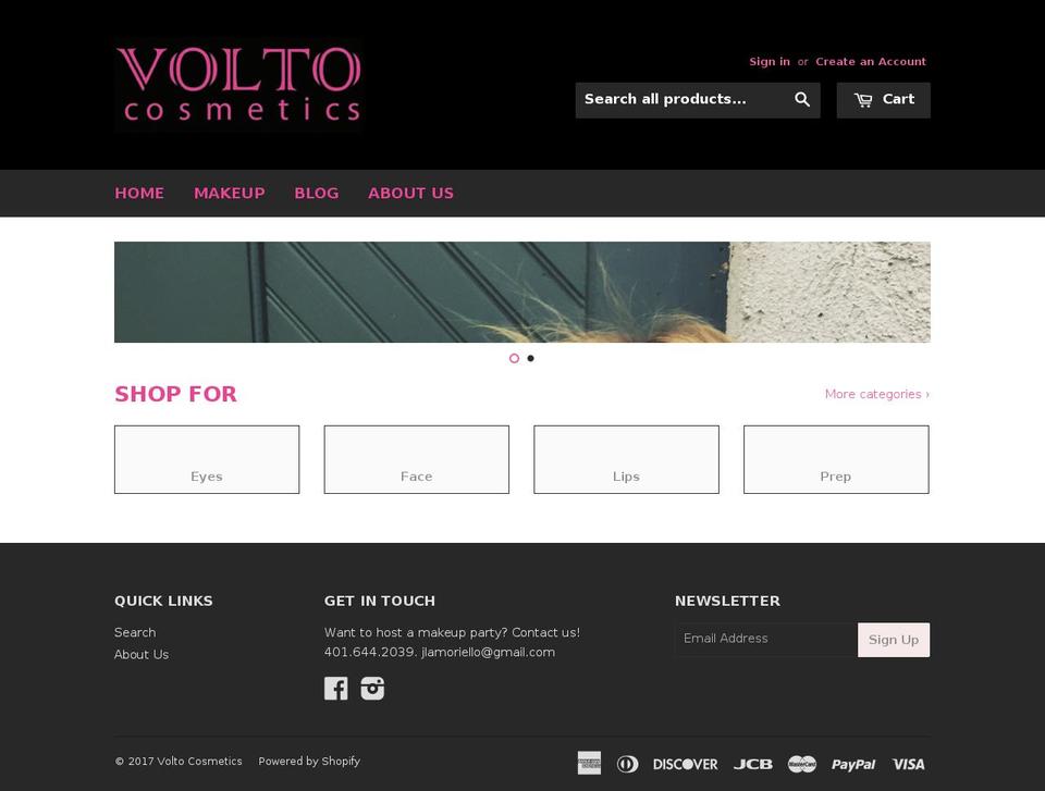 voltocosmetics.com shopify website screenshot