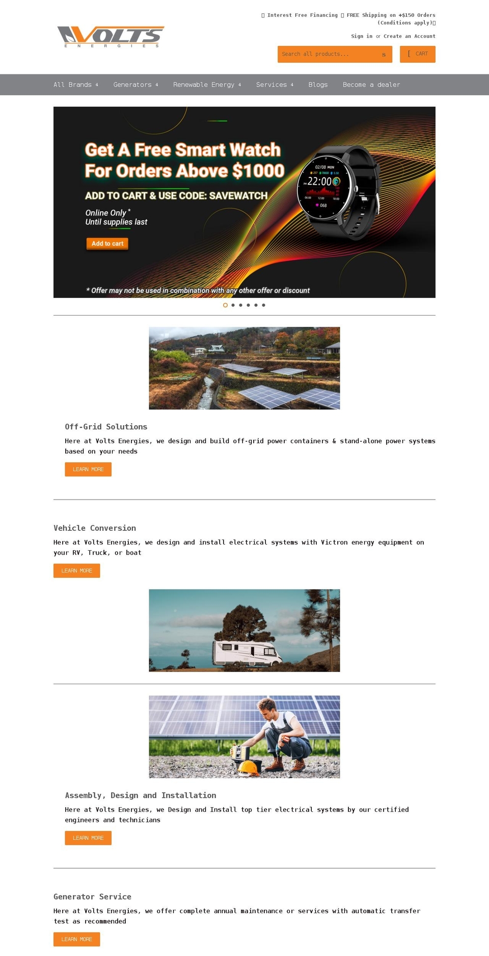 volts.ca shopify website screenshot
