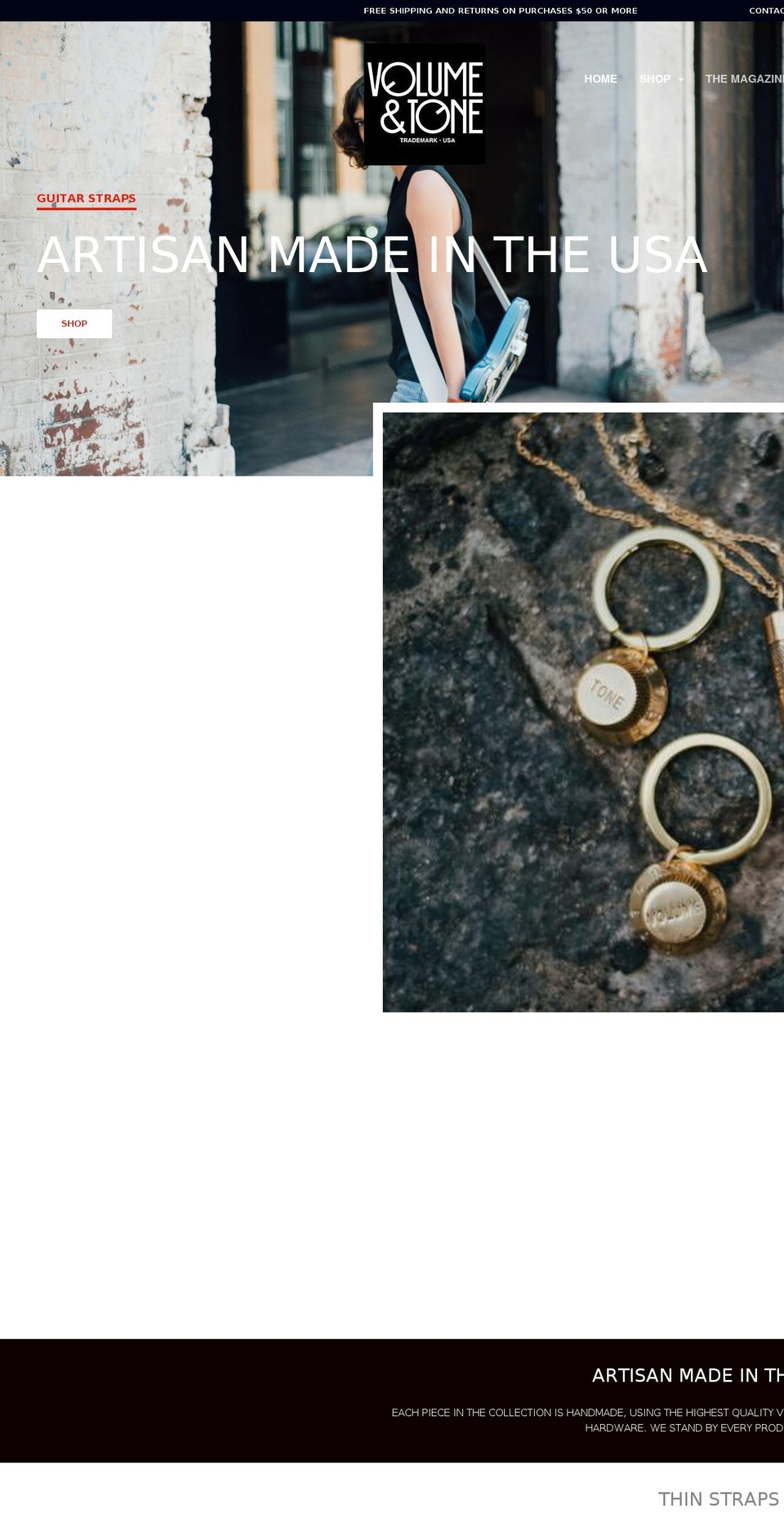 volumeandtoneguitarstraps.com — Shopify storefront screenshot