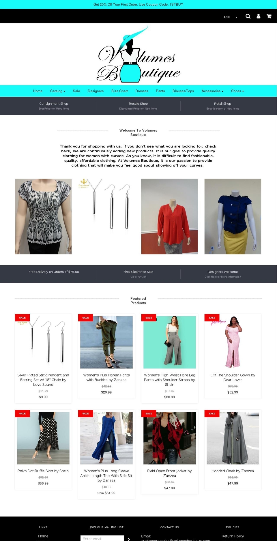 volumesboutique.net shopify website screenshot