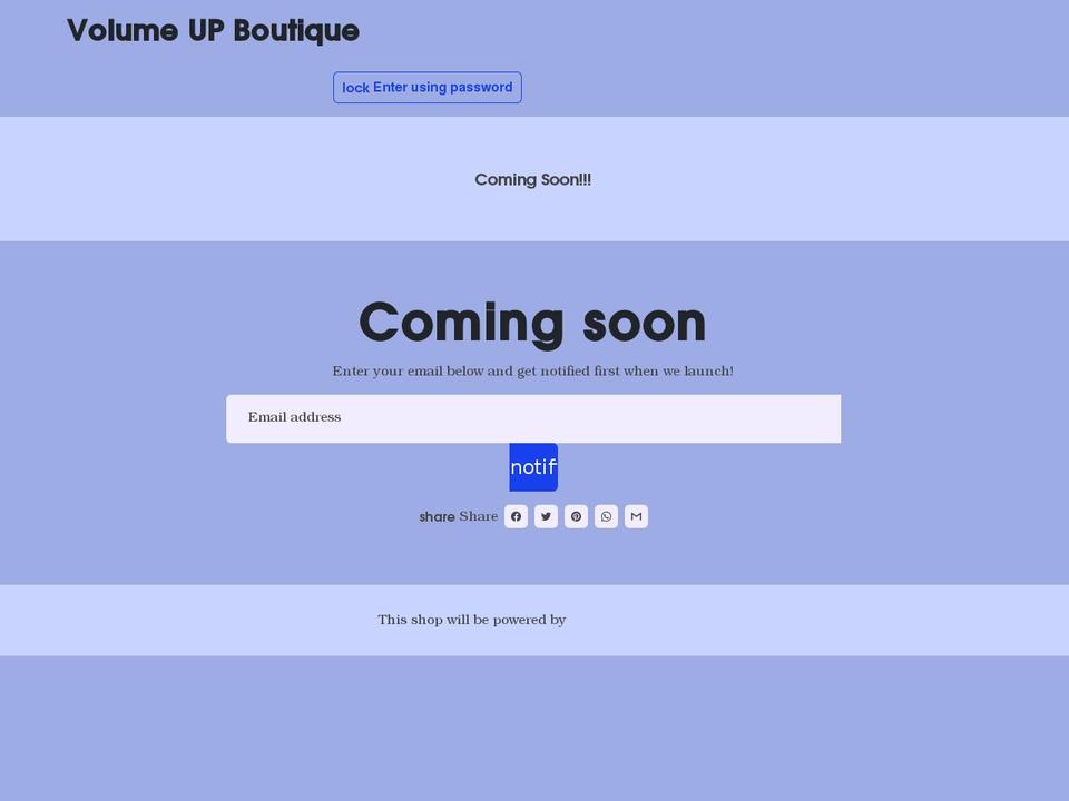 volumeupboutique.com shopify website screenshot