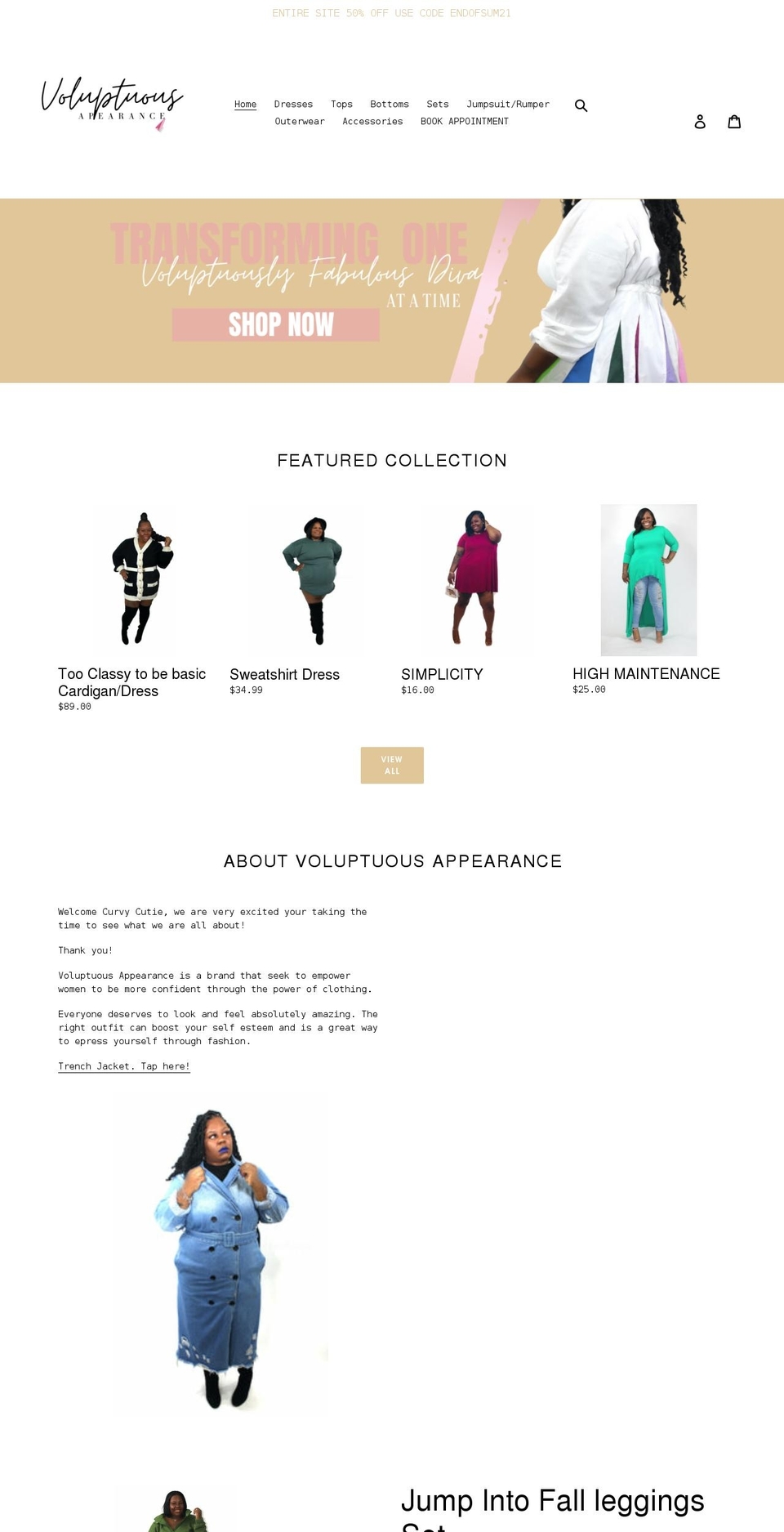voluptuousappearance.com shopify website screenshot