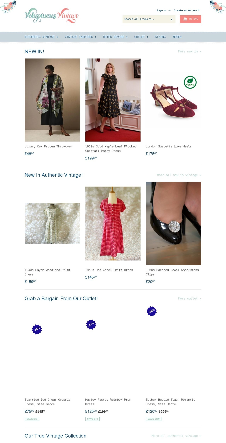 voluptuousvintage.com shopify website screenshot