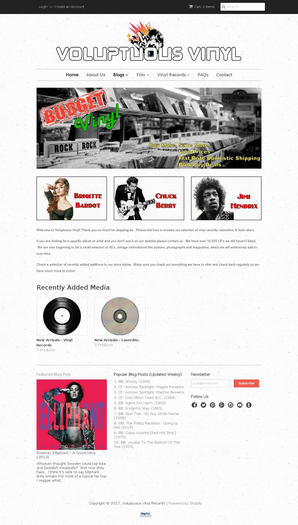 voluptuousvinyl.com shopify website screenshot