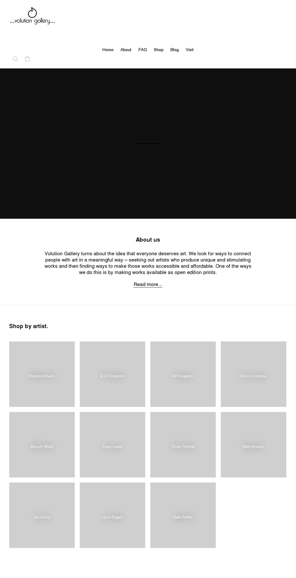 volutiongallery.com shopify website screenshot