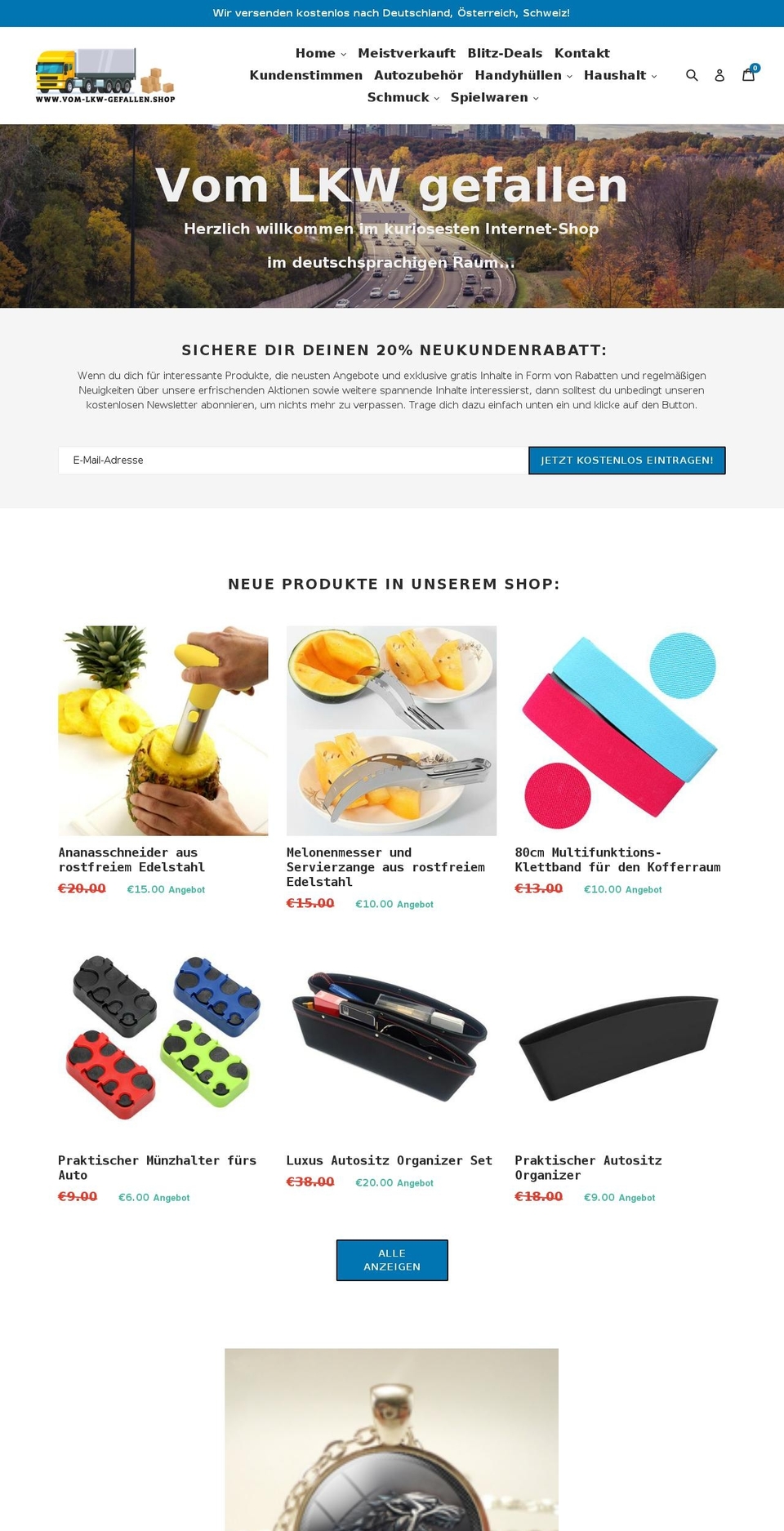 vom-lkw-gefallen.com — Shopify storefront screenshot