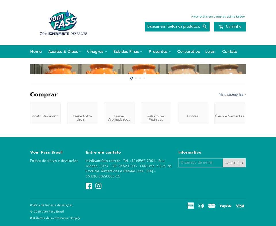 vomfass.com.br shopify website screenshot