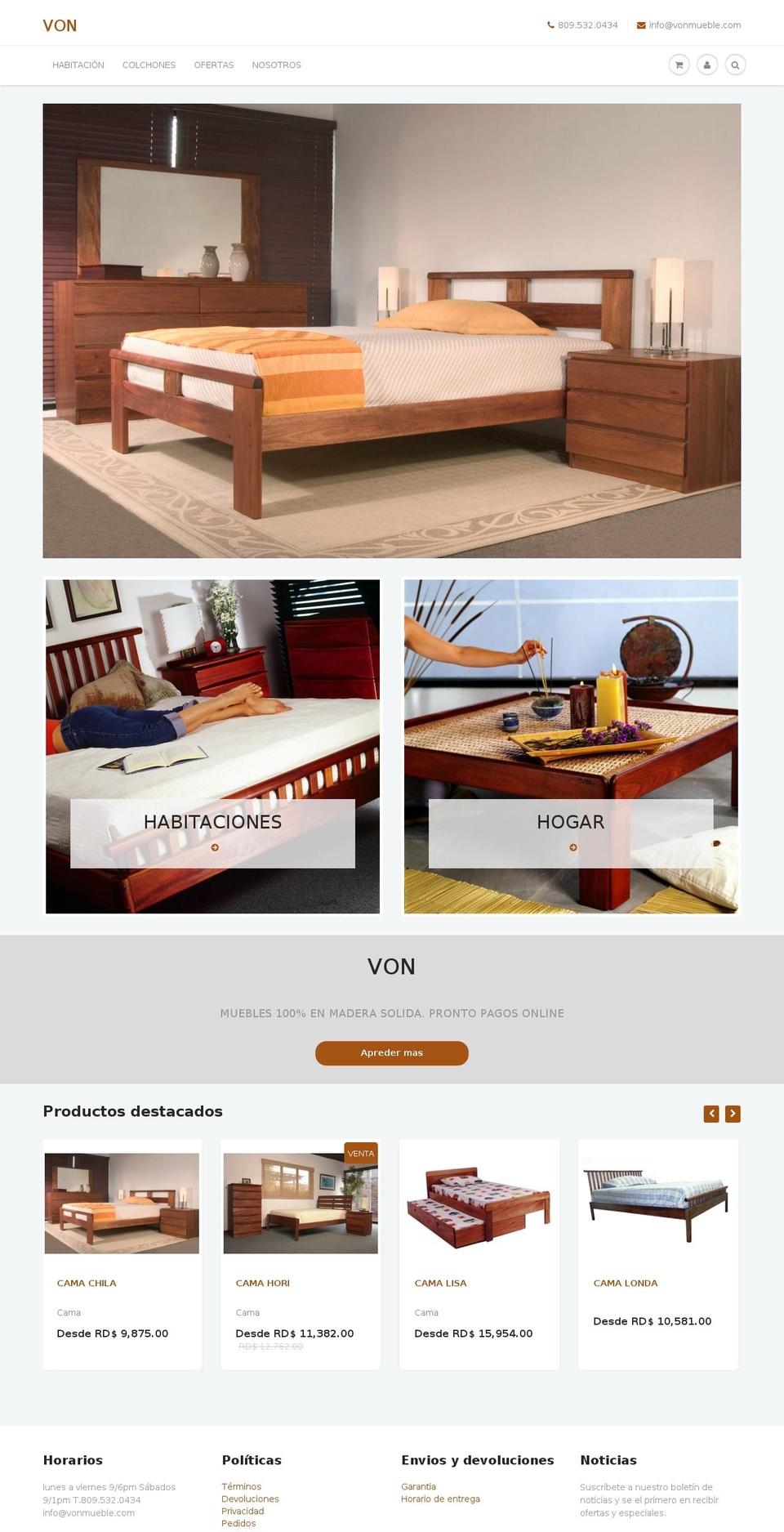 von.com.do shopify website screenshot
