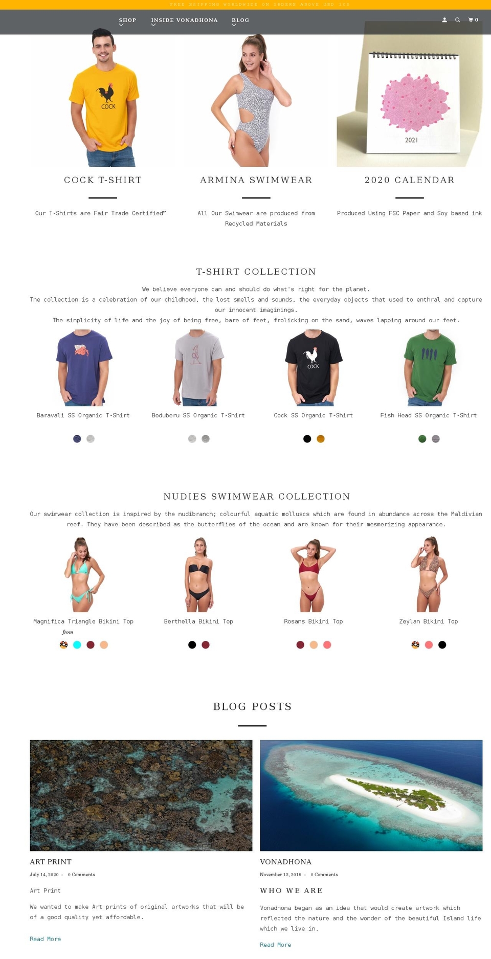 vonadhona.com shopify website screenshot